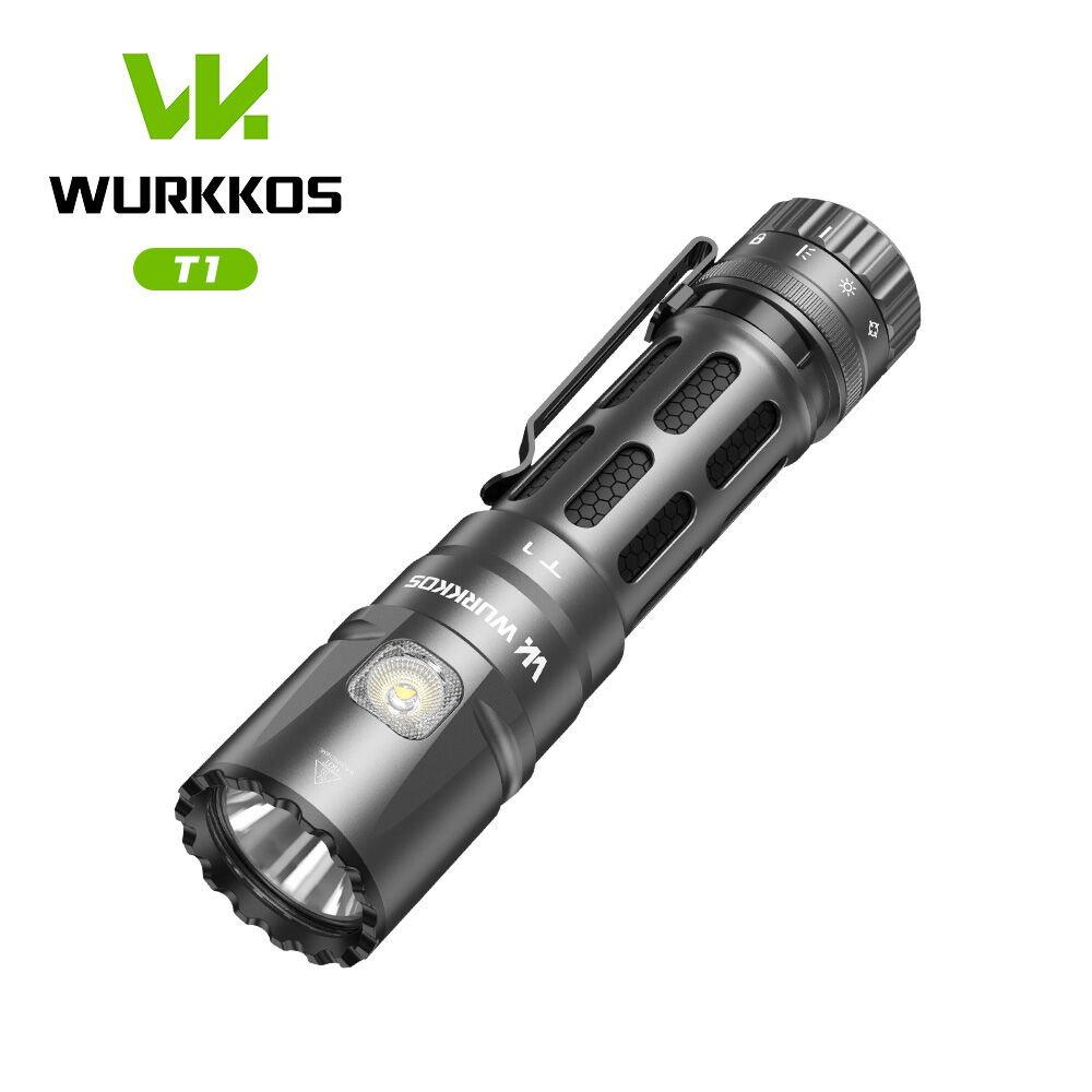 Wurkkos T1 LED Tactical Flashlight 5500Lm 4 Lighting Modes with Pen Clip Waterproof USB Rechargeable High Power Portable Light