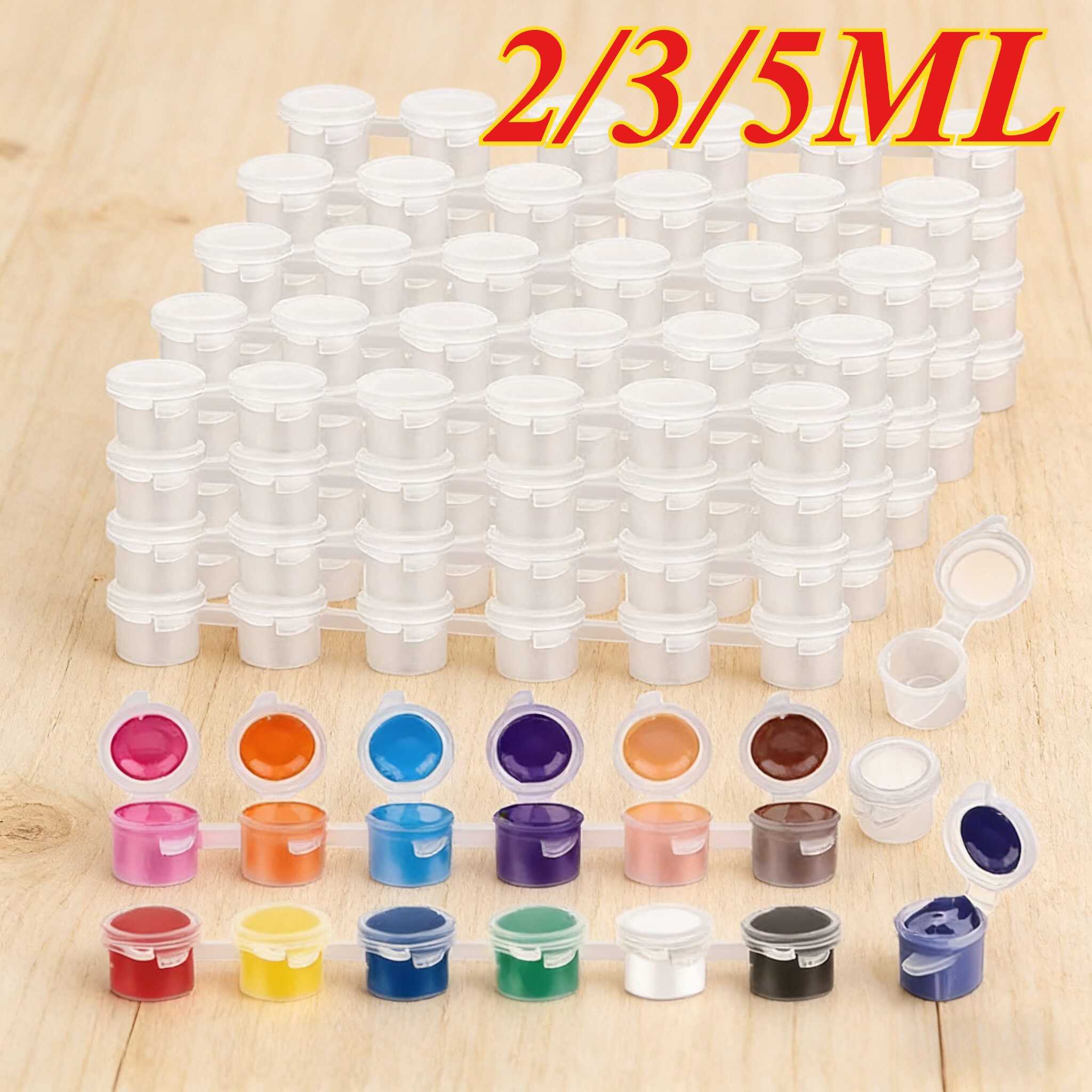 Plastic Pigment Storage Container: 10 Strips 60 Pots Empty Mini Paint Cup Box for Art Crafts Drawing Supplies DIY & Painting