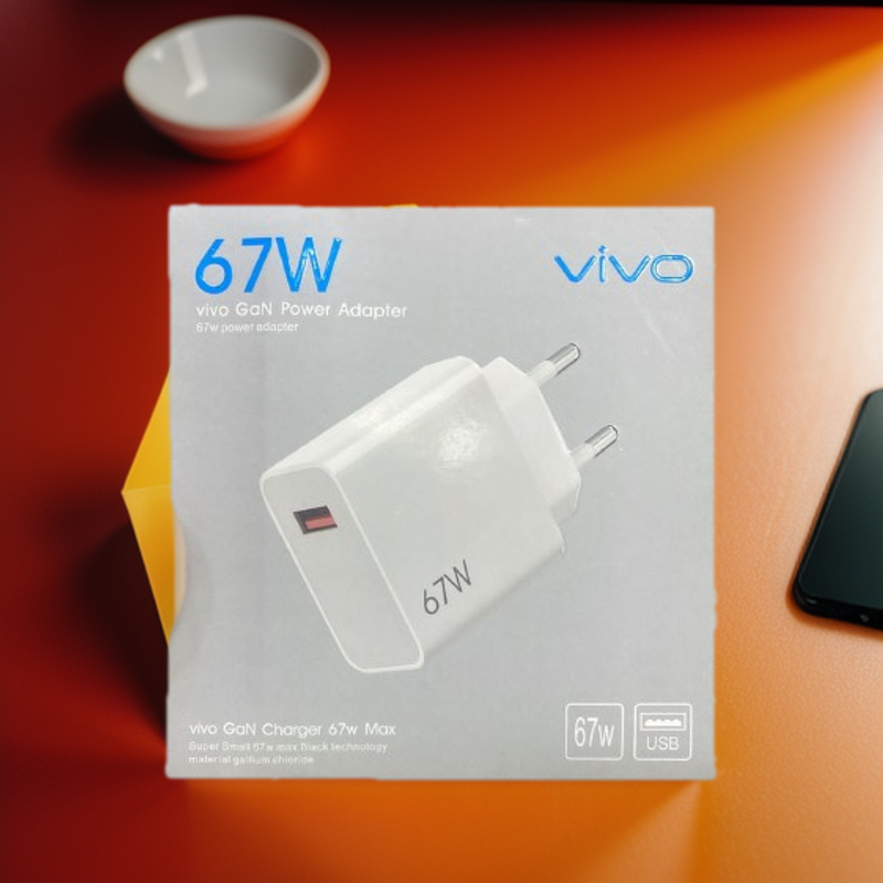 Vivo Fast Wall Charger 67 Watt-Original Vivo Fast Charger - Fast Vivo Charger - Wall Charger-Support quick and fast charge. 