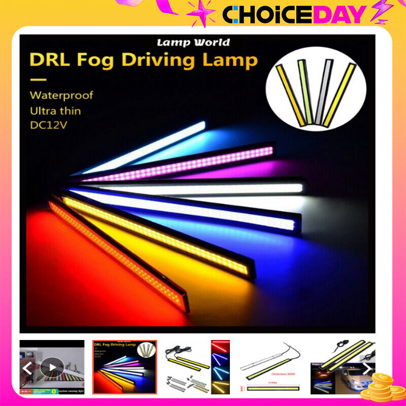 1PC 17Cm COB Chạy Ban Ngày Chống Nước 12V Bên Ngoài Ô Tô Đèn LED DRL Sương Mù Ngày Lái Xe đèn Trắng Xanh Vàng