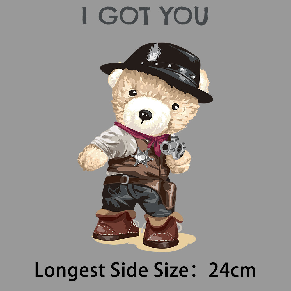 Cartoon Teddy Bear Thermoadhesive Patches Iron On Patches Design Luxury Custom Patch Heat Transfer Stickers For T Shirt Decals