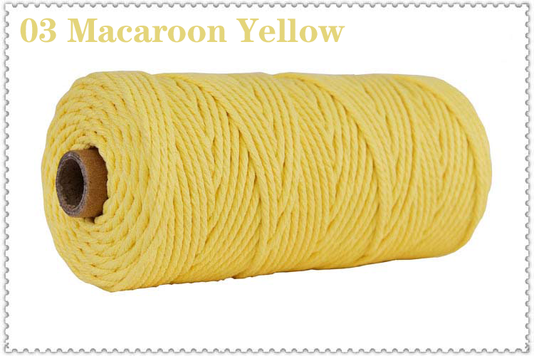 1Roll 3mm Macrame Cotton Cord Colorful Cotton Rope 100m for DIY Projects Gift Wrapping Home Decoration