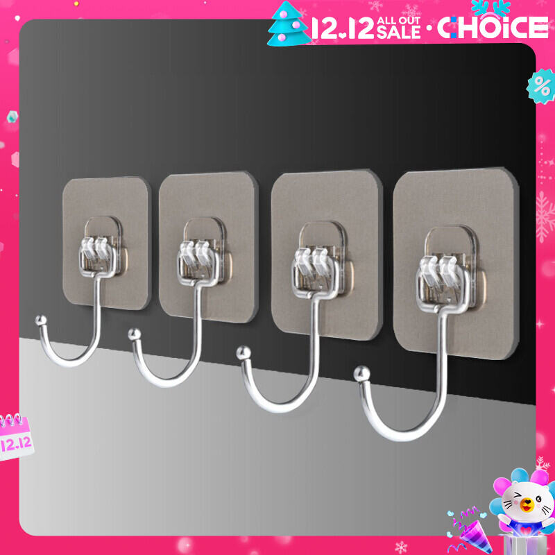 1pc/2pcs Stainless steel hooks with strong wall stickers, strong hooks that do not fall off, no punching or marking after the door, hooks for bathroom hooks