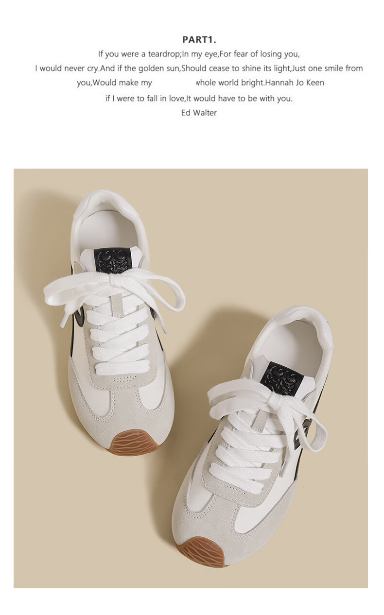 White Sporty Flat Bottom De Xin Women's Shoes Spring Autumn New Style Color Block Retro Dad Casual All-Match Running Shoes · v7