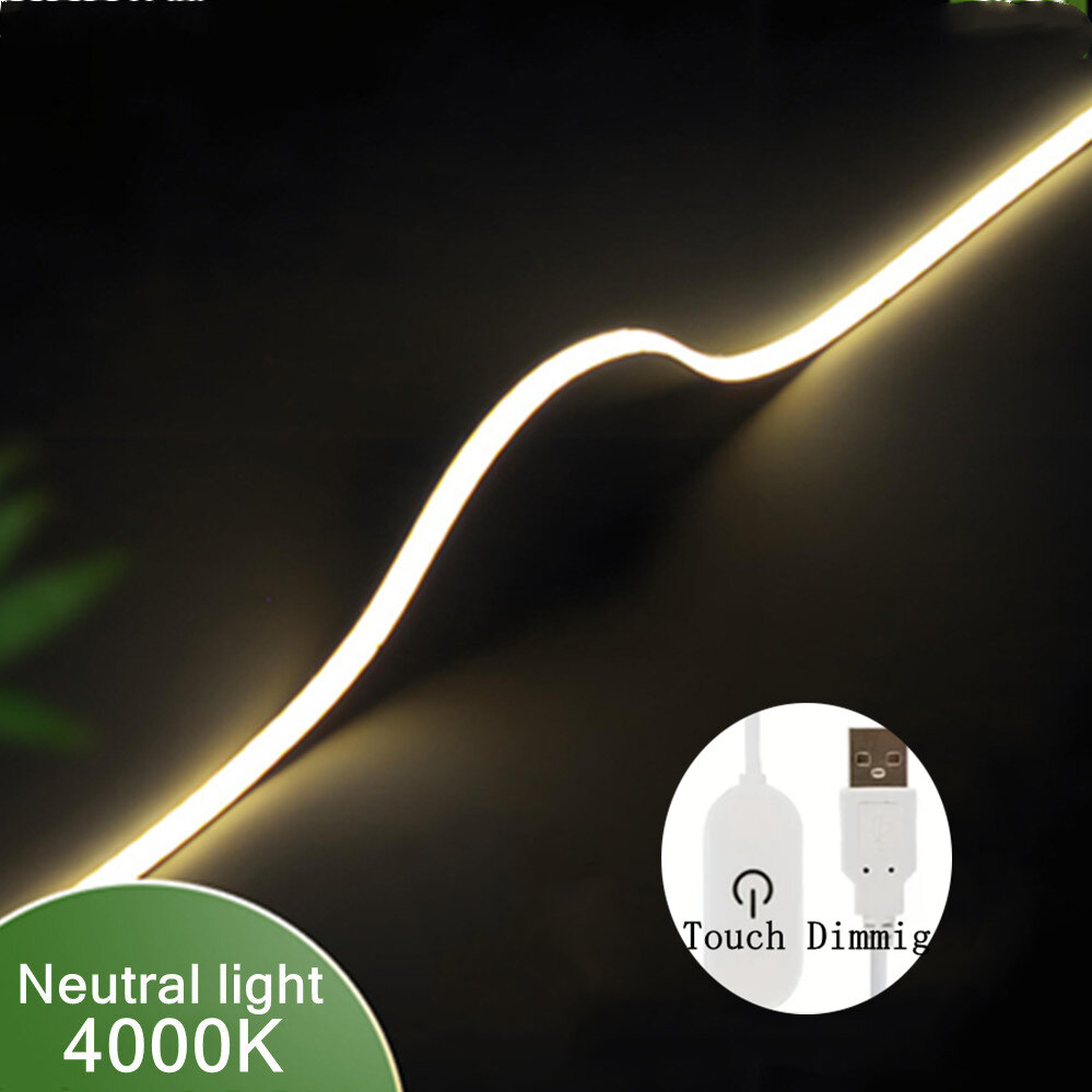 Touch Dimmable 5V USB 5m COB LED Strip Light with Touch Sensor Switch Linear Indoor Lighting LampRoom TV Background Wall Decor