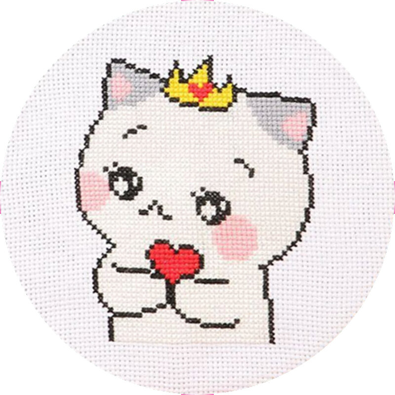 2024 New Cross Stitch Cartoon Cat Small Piece Handmade Diy Living Room Bedroom Hanging Decoration for Students Beginner