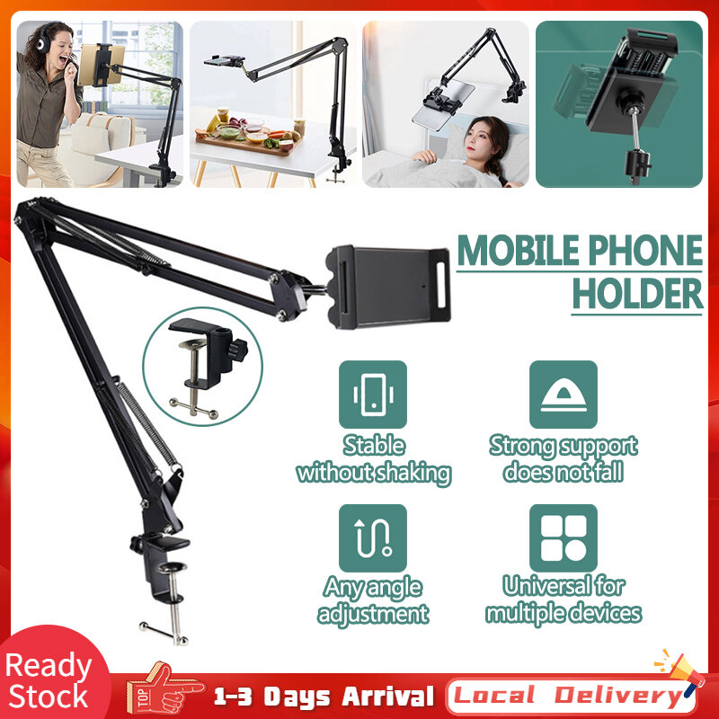 Lazy Holder Long Arm Clamp Mobile Phone Tablet Stand Holder 360 Rotating Adjustable Telescopic Lazy Bracket Bed Desk Table Stand