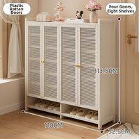 ZHUSHANXIA | Large Capacity Dustproof Shoe Cabinet with Doors for Home Entryway Storage Easy Installation Artistic Bamboo Pattern Shoe Rack for Singapore Malaysia Thailand Philippines