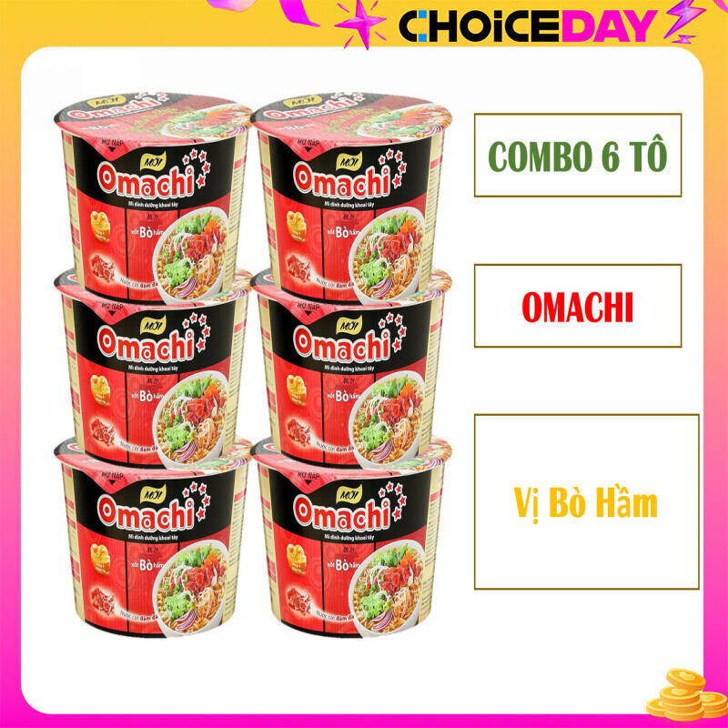 Combo 6 tô mì Omachi xốt bò hầm hộp 92g