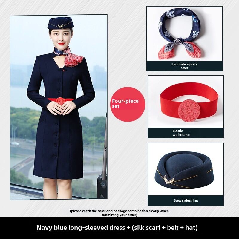 China Eastern Airlines Stewardess Uniform Flight Attendant Art Exam Clothing Women's Business Wear Classy Flight Attendant Suit Hotel Front Stage Work Wear Clothes Suit. 