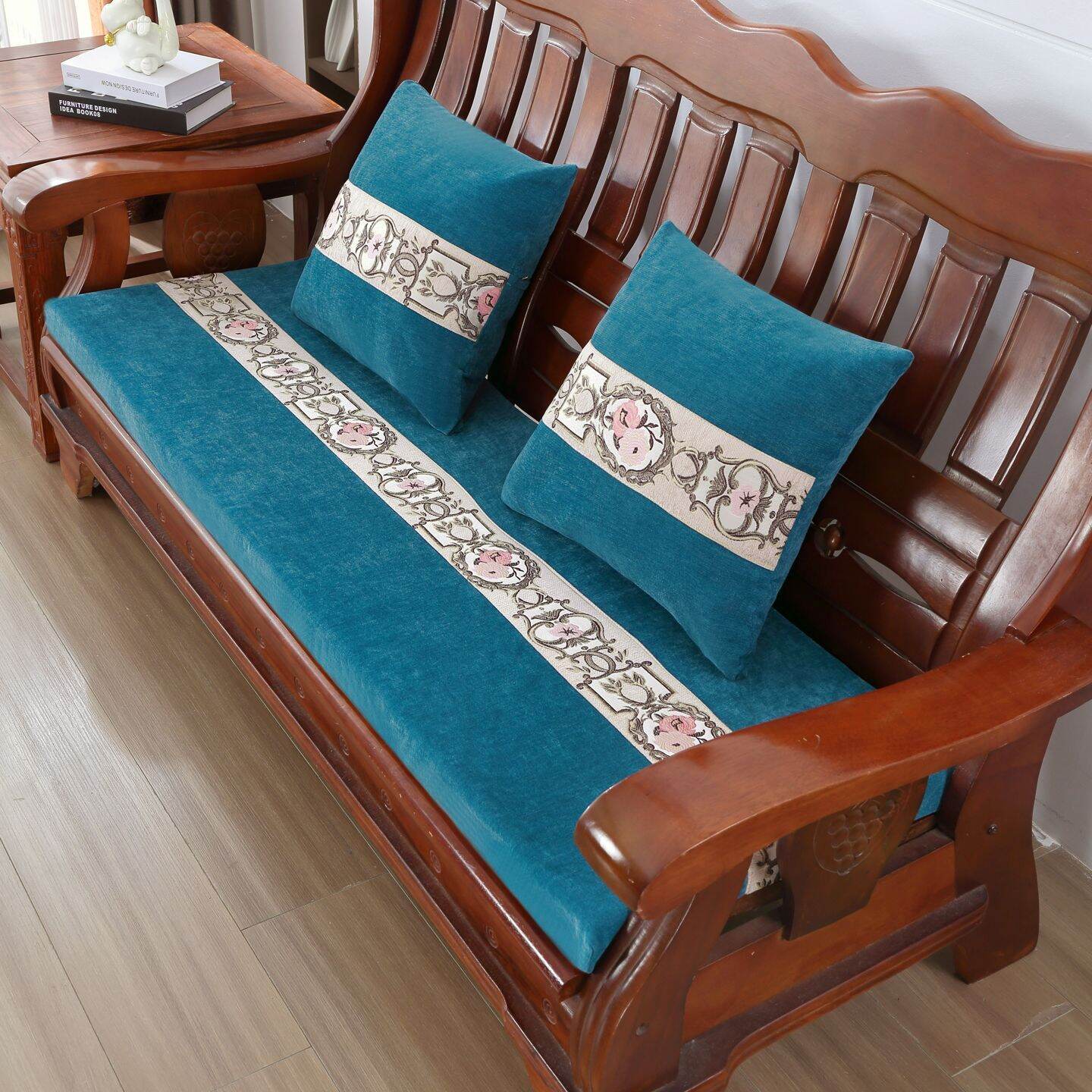 Thickened Red Wooden Sofa Cushion Removable Washable Long Bench All Seasons Anti-slip Warmth Federal Chair Seat Pad