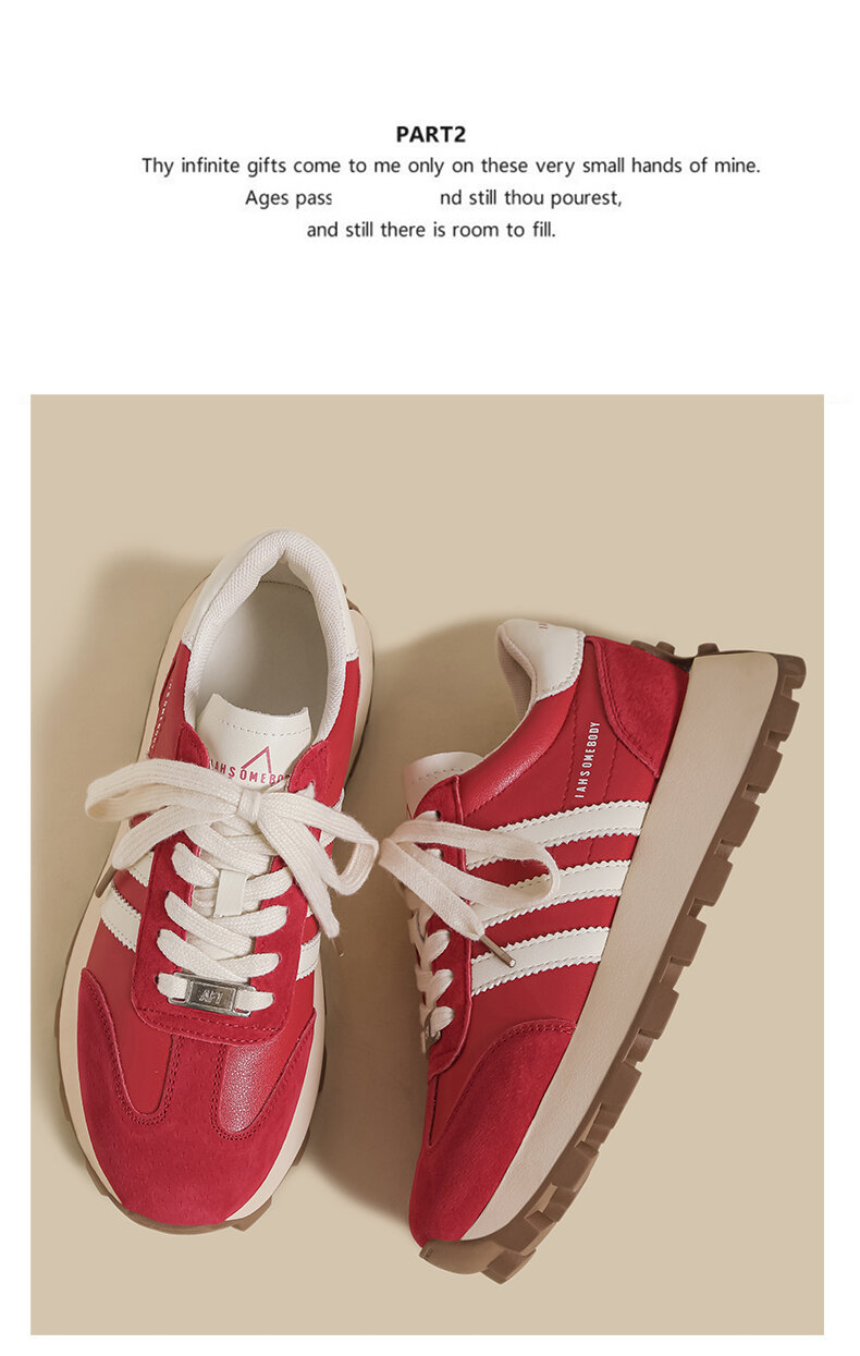 Women's Thick Bottom Agan Shoes Spring Autumn New Style Versatile Red Korean Version De Xin Casual Sports Dad Shoes · v10