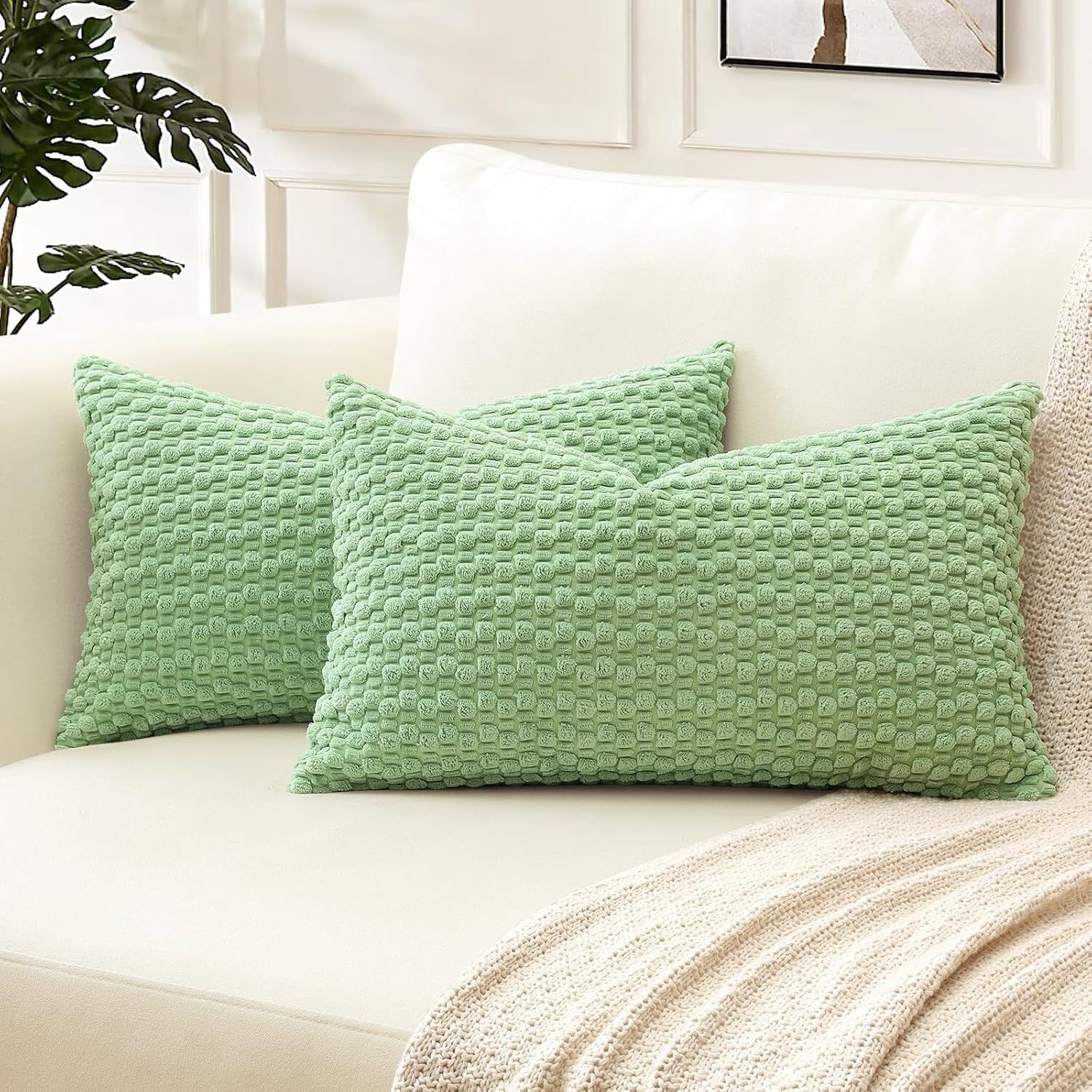 Rectangle Pillowcases 30x50CM Solid Color Decorative Throw Pillow Cover Corduroy Pillowcase for Couch Living Room Dark Green
