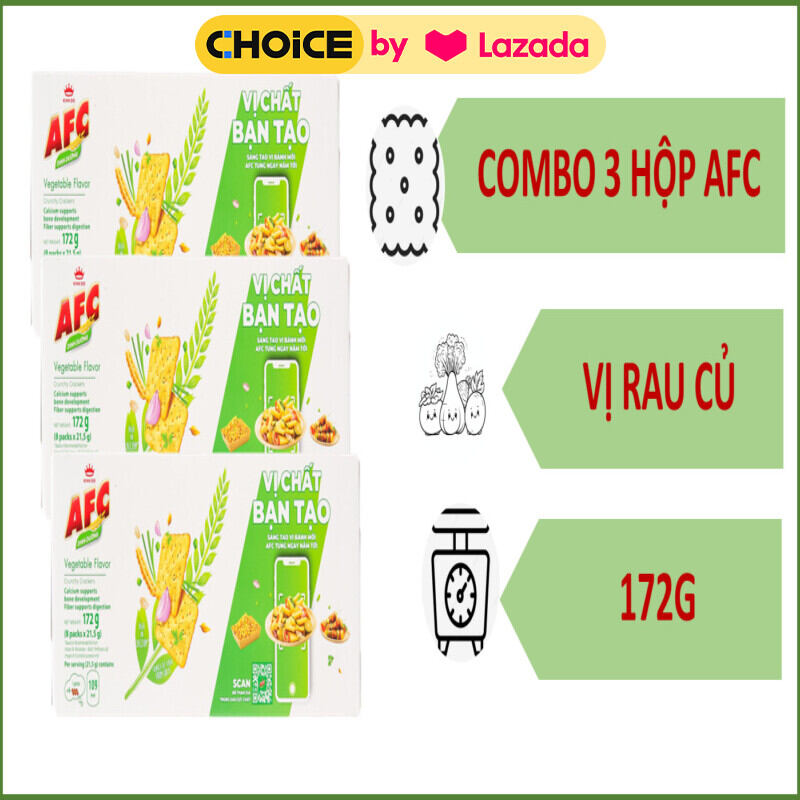 Combo 3 hộp Bánh AFC vị Rau Củ 172g