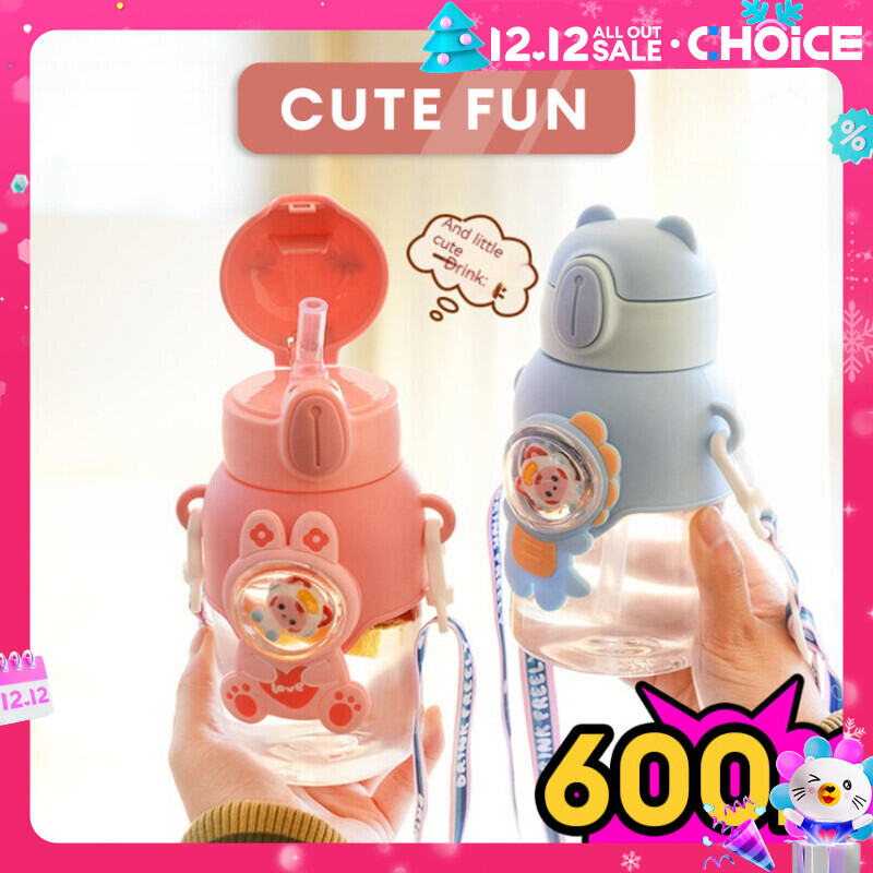 【Local seller in stock】kids  leak-proof drop-resistant plastic water cup baby portable kettle children's suction water  cup（600ml)