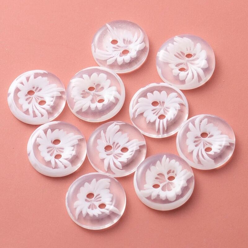 Summer Shirt Transparent White Flower Buttons Womens Simple Dress round Invisible Buttons Home Textile Sewing DIY Accessories