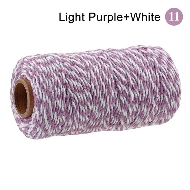100M/Roll Cotton Bakers Twine String Cord Rope Two-color Craft Twine Home Textile Gift Packaging Christmas Wedding Decor