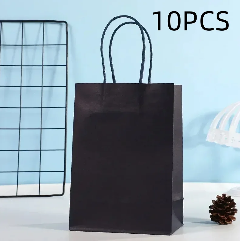 Candy Colorful Shopping Bags 10PCS Kraft Paper Gift Candy Bag Colored Hand-held Paper Bags Wedding Party Decoration Gift