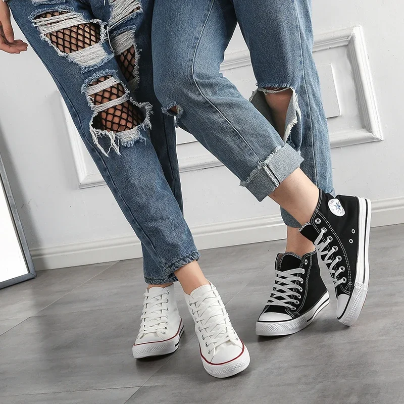 Spring Canvas Shoes Women's 2021 New Autumn Student Korean Style Versatile White Shoes Harajuku Ulzzang High-Top Shoes Fashion