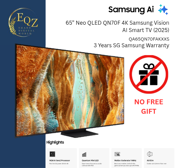 SAMSUNG NEO QLED QA65QN70FAKXXS 65 INCH 4K MINI LED AI SMART TV 3 YEARS ...