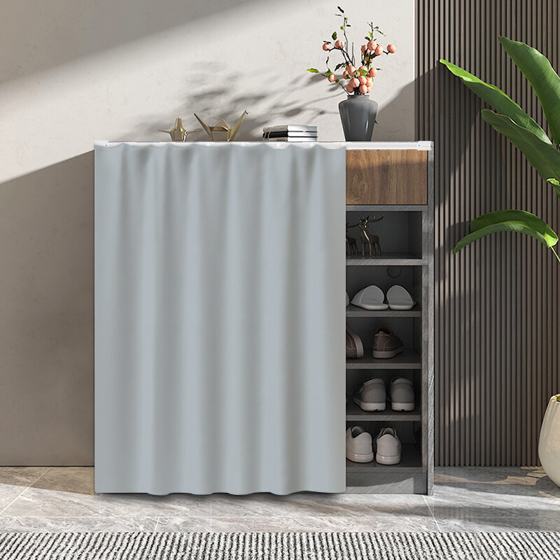 Shoe Rack Shade Curtain DustProof Ugly PunchFree Door Curtain