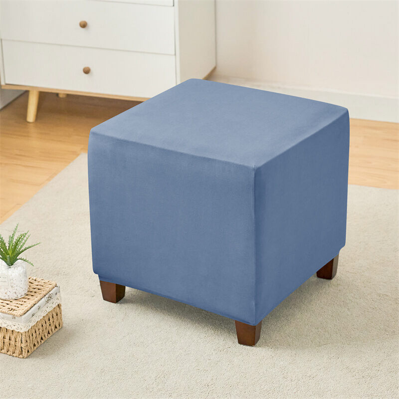 1PC Elastic Ottoman Covers Washable Non-slip Footrest Stool Cover Square Soft Footstool Case Furniture Protector Home Bedroom