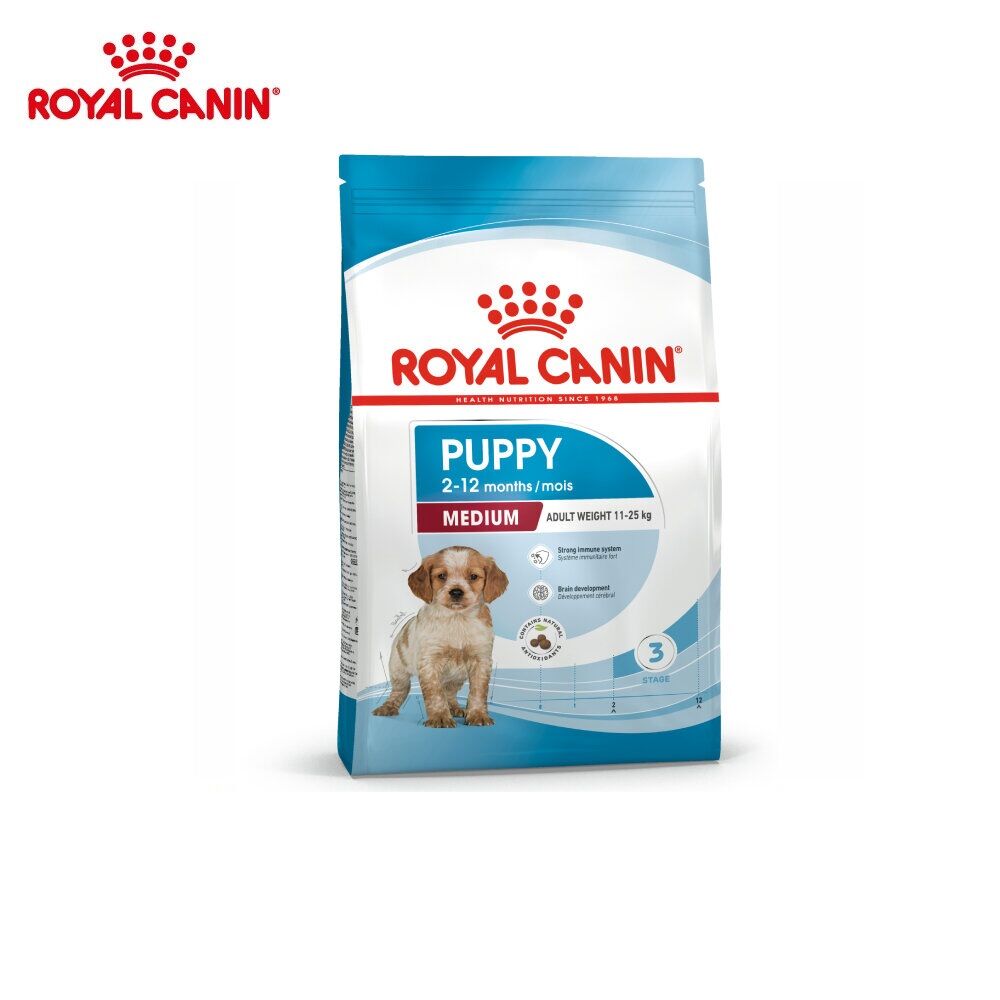 Royal Canin Medium Puppy Dry Dog Food, Contains A Group Of Antioxidants, Including Vitamin E, With High-quality Protein, Helps Balance Bacteria And Adjust Feces - ยี่ห้อ Royal Canin ราคา 1,832 บาท*ส่งฟรี
