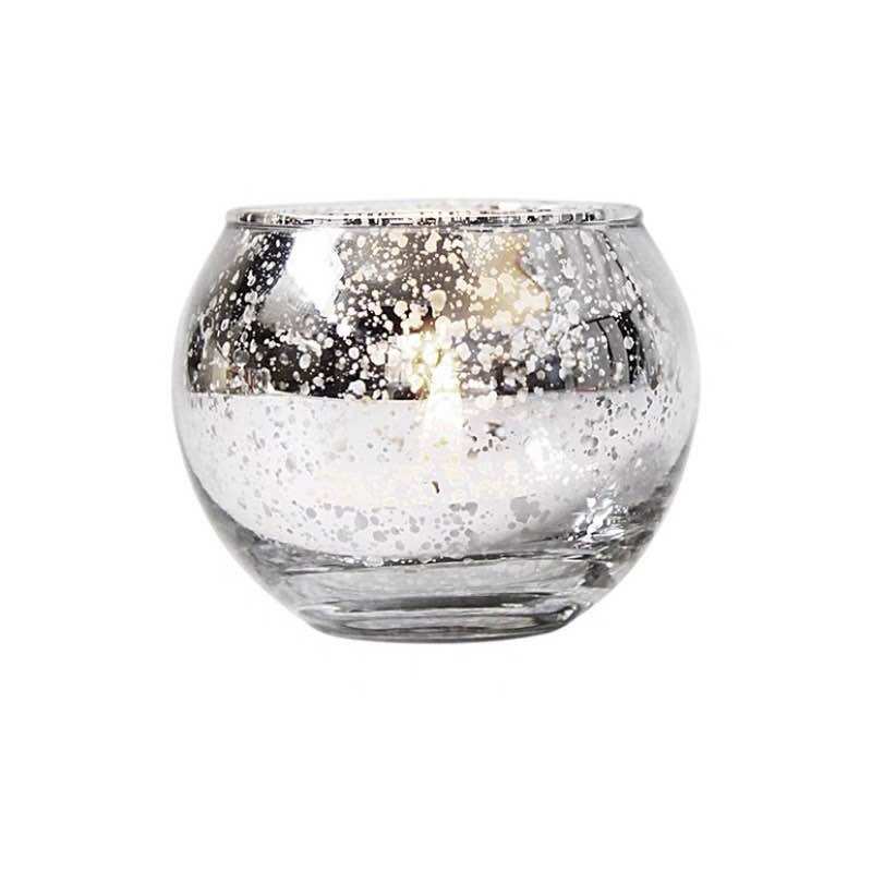 Elegant Electroplated Spotted Glass Round Tealight Candle Holder Votive Candleholder
