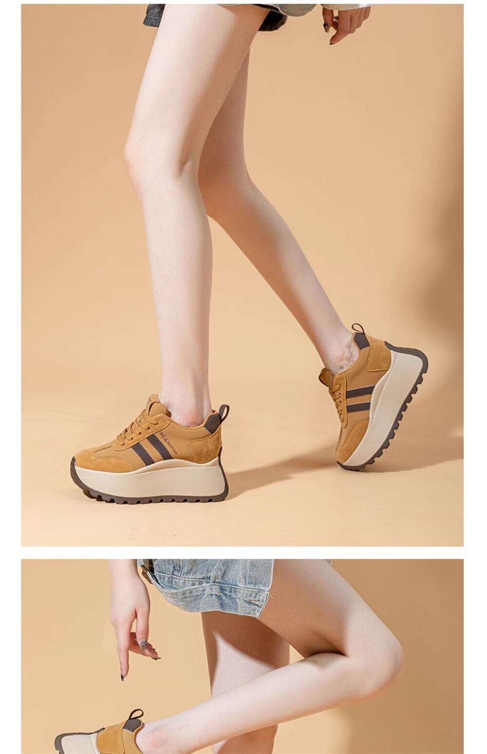 Spring New Style Women's Casual Thick Bottom Agan Dad Shoes Fashion Small Size Heightening Shoes Leisure Sports Running Shoes · v9