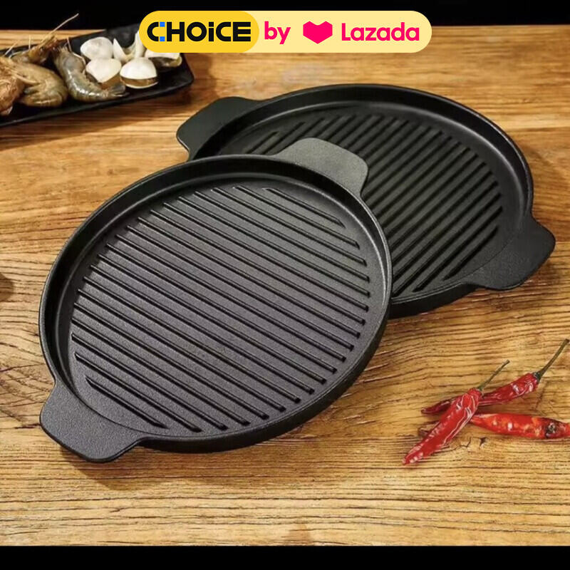 Chảo Gang Nướng Thịt Chống Dính Cao Cấp đường kính 24CM. Dễ Rửa - Không Dính - Tiết Kiệm Dầu