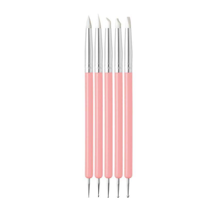 5 Pcs Silicone Clay Sculpting Tool For Brush Modeling Dotting Nail Art Pottery Clay Tool DIY Carving Sculpting Tools Soft Head