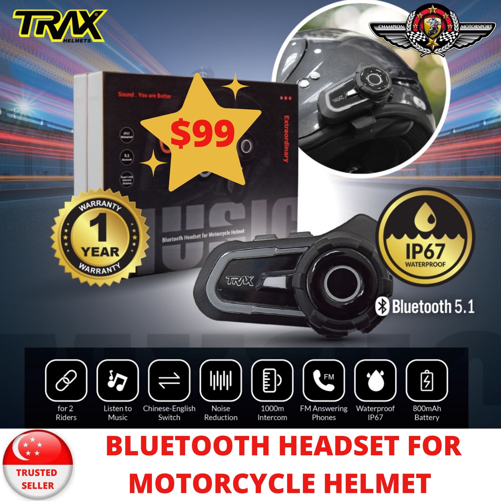 bluetooth headphone for motorcycle helmet