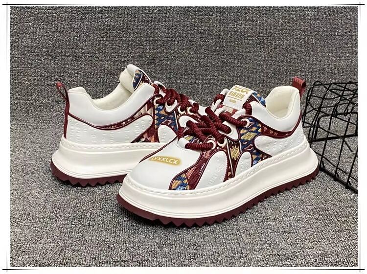 Men's Thick Sole Breathable Casual Shoes Color Block Design Summer Leisure Dad Shoes Increased Height Trendy Fashion Sneakers · v8