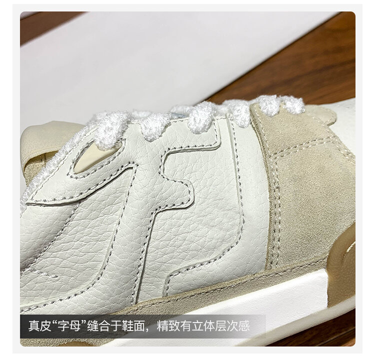 Scarpe da tavola retrò in pelle color block da donna casual all-match primaverili nuovo stile Sneakers bianche sportive Dequn Shoes Street Style