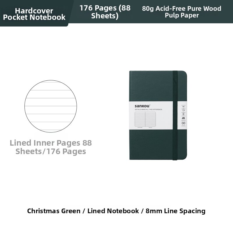 Portable A6 Small Notebook Journal Pocket Size Work Diary Blank Horizontal Grid Pages Premium Leather Cover Customizable