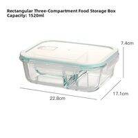 High Borosilicate Glass Lunch Box Large Capacity Multi-Compartment Microwave Safe Fast Food Container Rectangular Shape