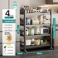 youqin | Multi Layer Kitchen Storage Rack with Wheels Expandable Adjustable Height Carbon Steel Kitchen Organizer for Microwave Oven Coffee Machine Pots and Pans