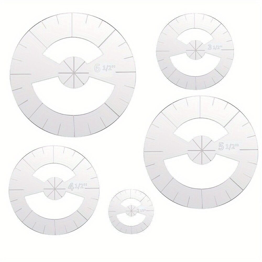 5 Pcs Acrylic Circle Ruler Quilting Template Set Circle Templates for Quilting Circle Rulers Quilt Arc Circle Cutter Ruler