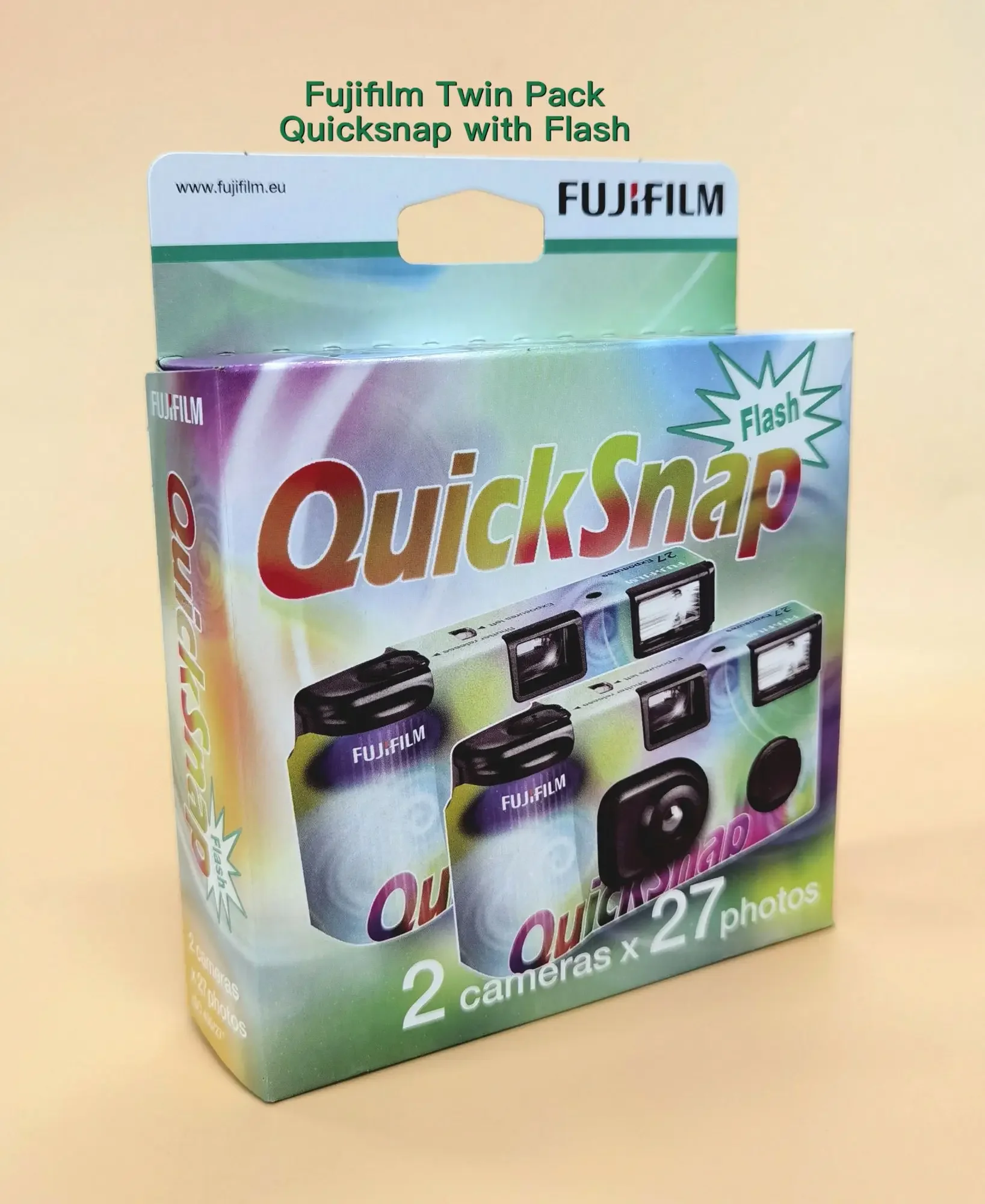 1box(2pcs) Fujifilm 35mm Disposable Single use Film Camera Twin Pack Quicksnap with Flash - 27 Exposures