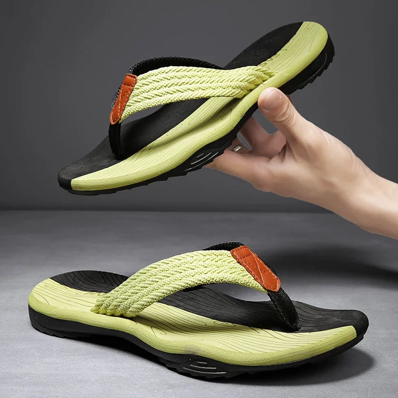 Men's Flip Flops Ins Trendy Summer Non-Slip Outdoor Wear Sandals Flip-Flops Flip-Flops Men's Mesh Red Sandals Beach Shoes Men