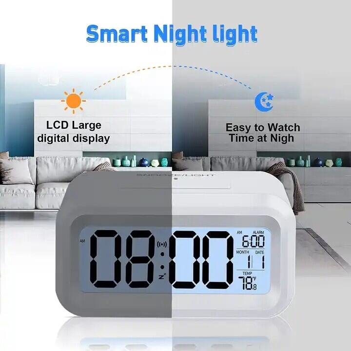 LED Alarm Clock with Snooze, Calendar, and Night Light