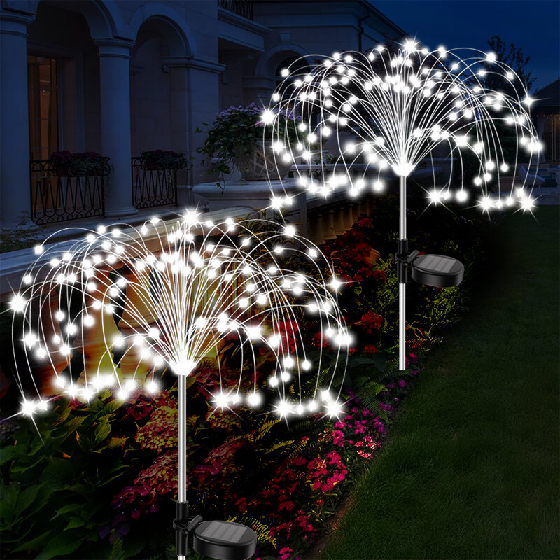 Garden Decor LED Solar Flower Fairy Lights Waterproof Outdoor Solar Power Firework Lamp for Yard Pathway Patio Lawn