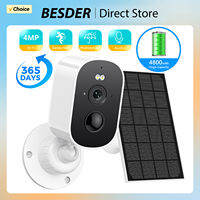 BESDER | 2K Wireless Solar Wifi Camera CCTV Security Camera Outdoor Full HD 4MP Audio IP Camera With 4000mAh Rechargeable Battery Camera