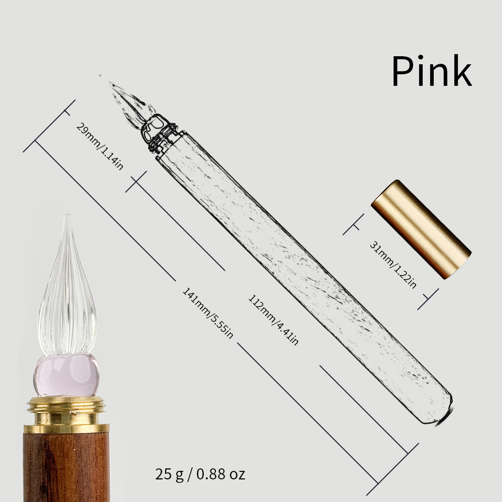 SeamiArt 1pc Wood Handle Glass Dip Pen for Calligraphy Students Writing Stationery Gift Fountain Pen Stationery Supplies