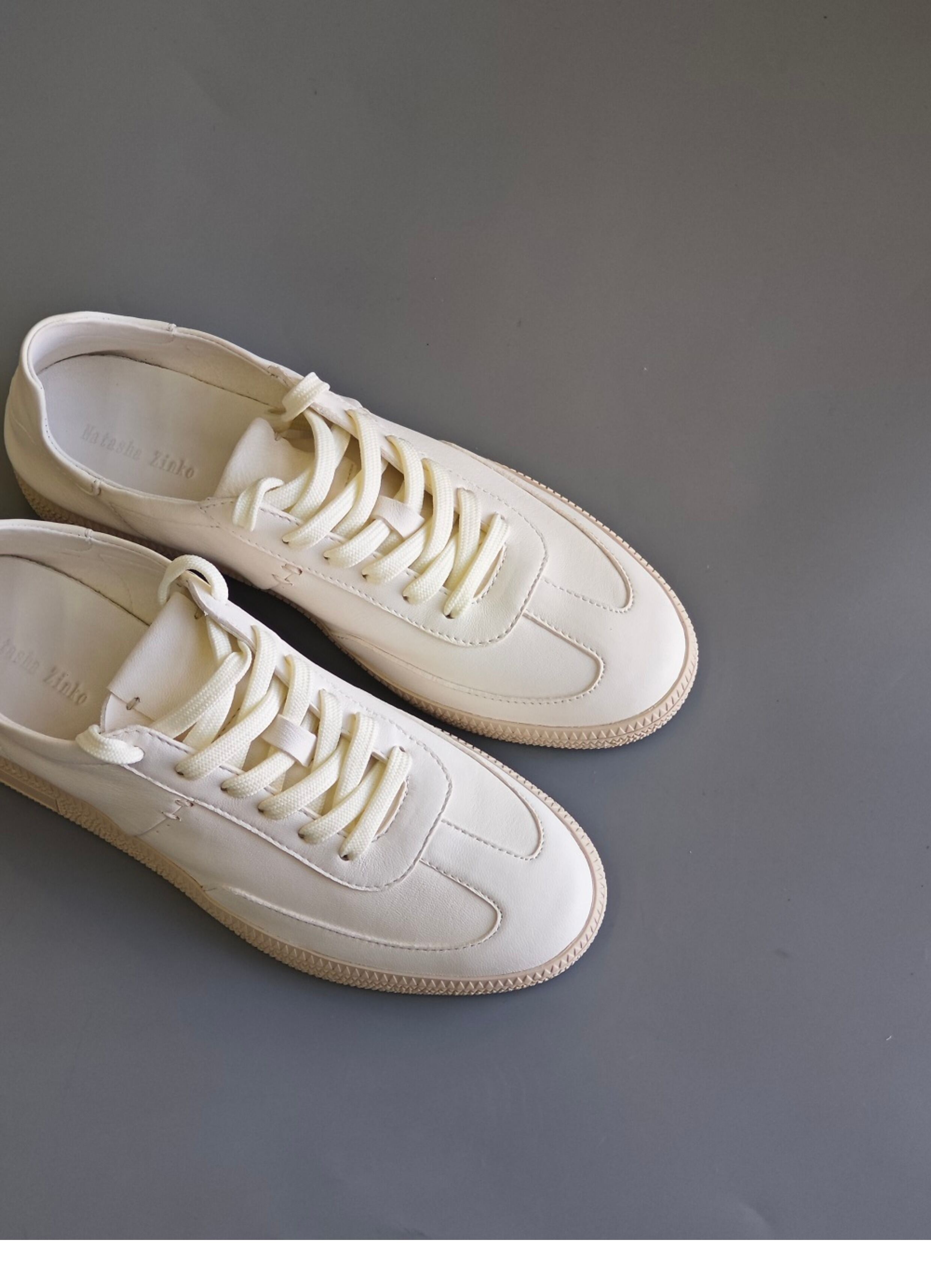 Amu Home Tannery Leather Sneakers Women's Casual Shoes round Toe Low Heel Deep Mouth Flat Bottom Stitched Together · v12