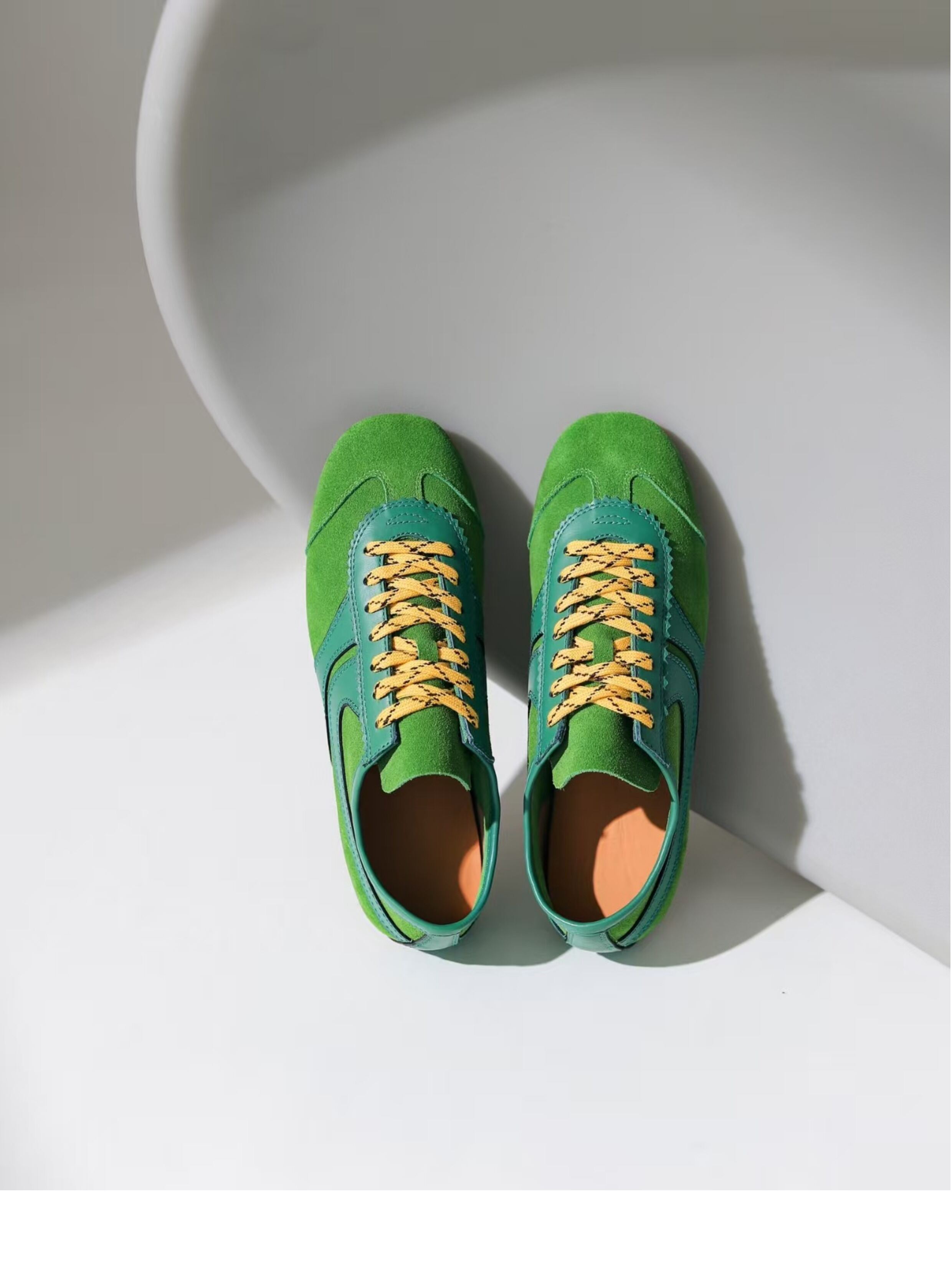 Olive Green Agam Shoes Deqin Casual Sneakers Women's Flat Bottom Sports Shoes Easy to Wear Comfortable Leather Interior · v12
