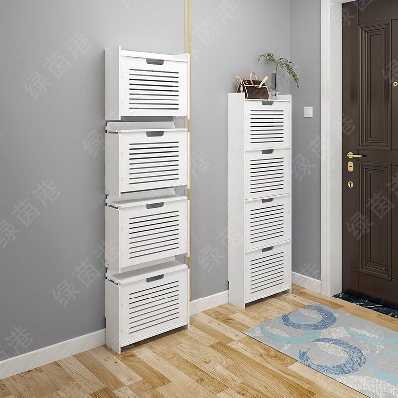 High-Rise Simple Ultra-Thin Flip Shoe Cabinet Home Door 16cm Space-Saving outside Small Apartment Gap Shoe Rack Small Narrow