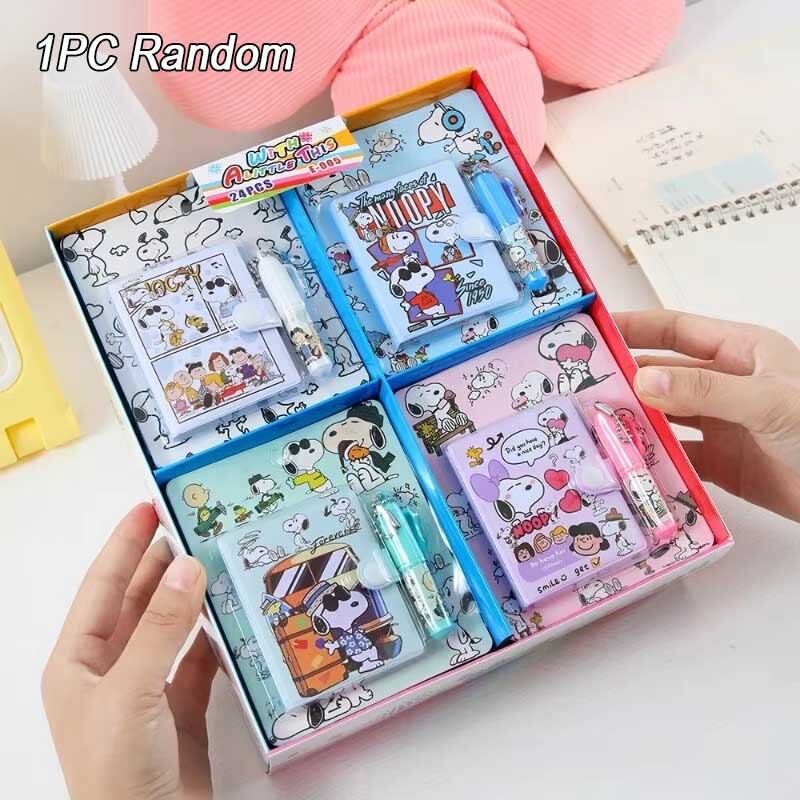 Bandai | Anime Snoopy Mini Diary Notebook Set with Ballpoint Pen Kawaii Student School Stationery Office School Supplies Holiday Gifts
