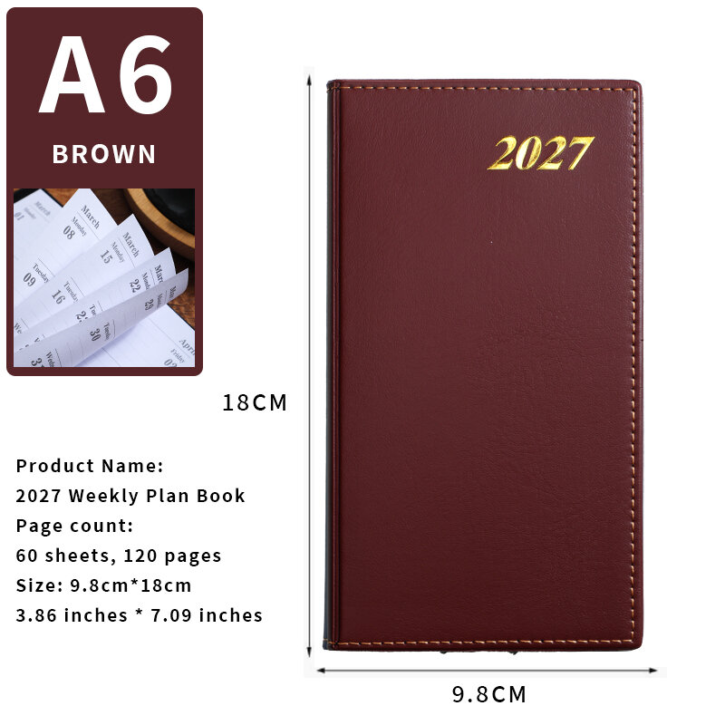Efficiency Handbook 2027 Planner 12-Month Hardback Calendar Pocket Book Textured Cover - Smyth Sewn Binding Thikened Pages