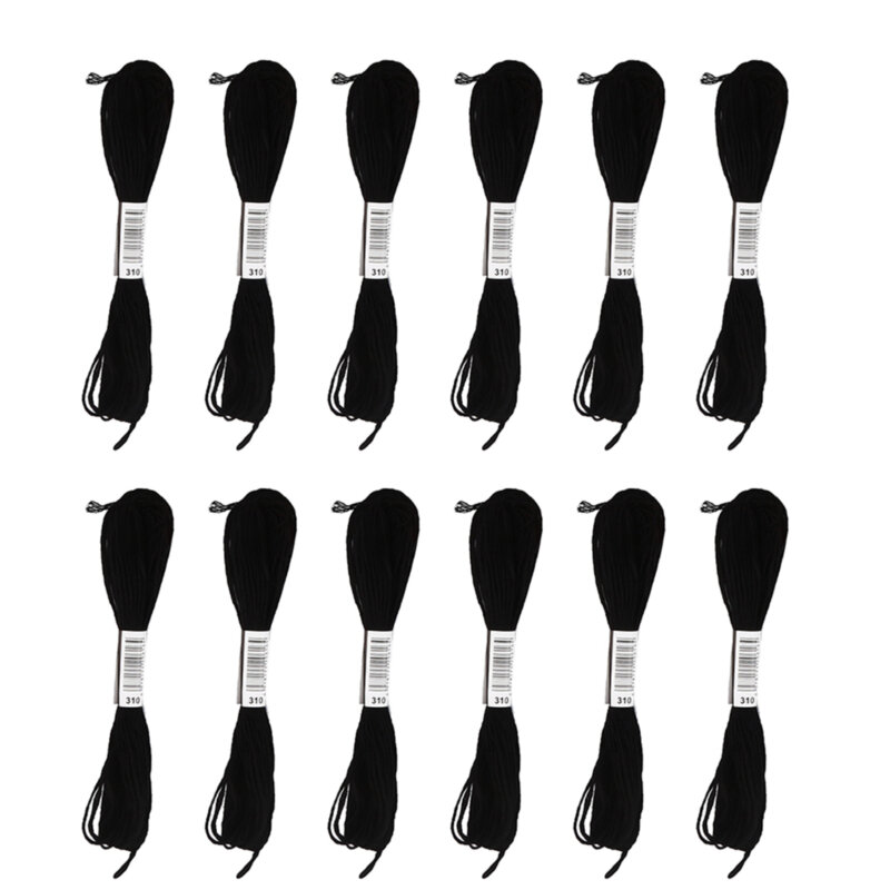 Cross Stitch Embroidery Thread for DIY Homemade Craft Sewing Accessories 12 White+12 Black Embroidery Floss